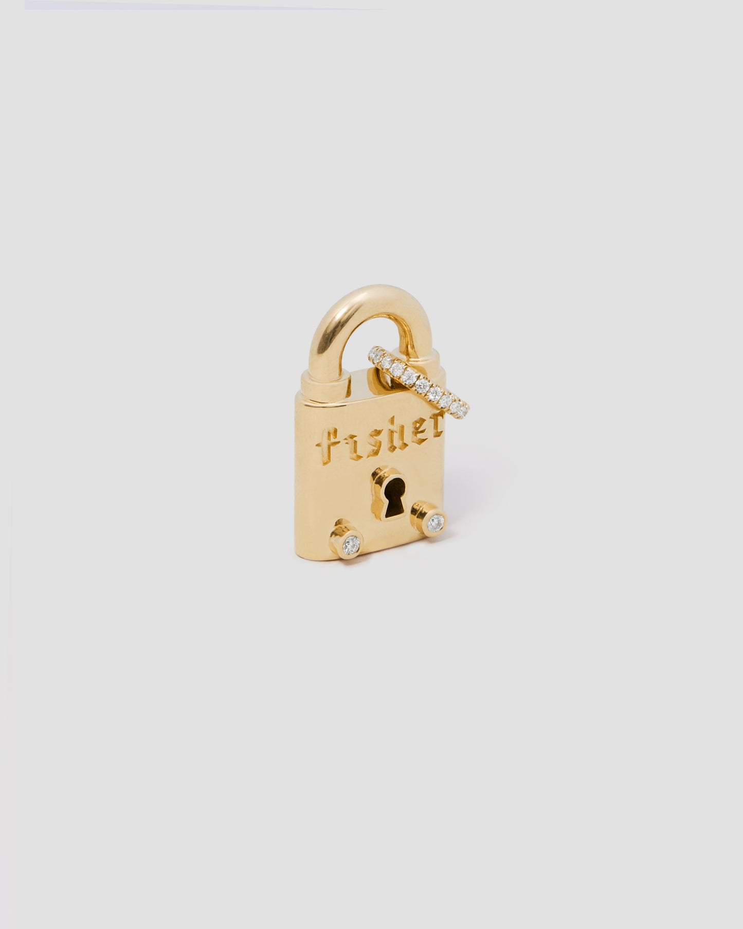XL Lock with 2 Diamonds in 18K Yellow Gold