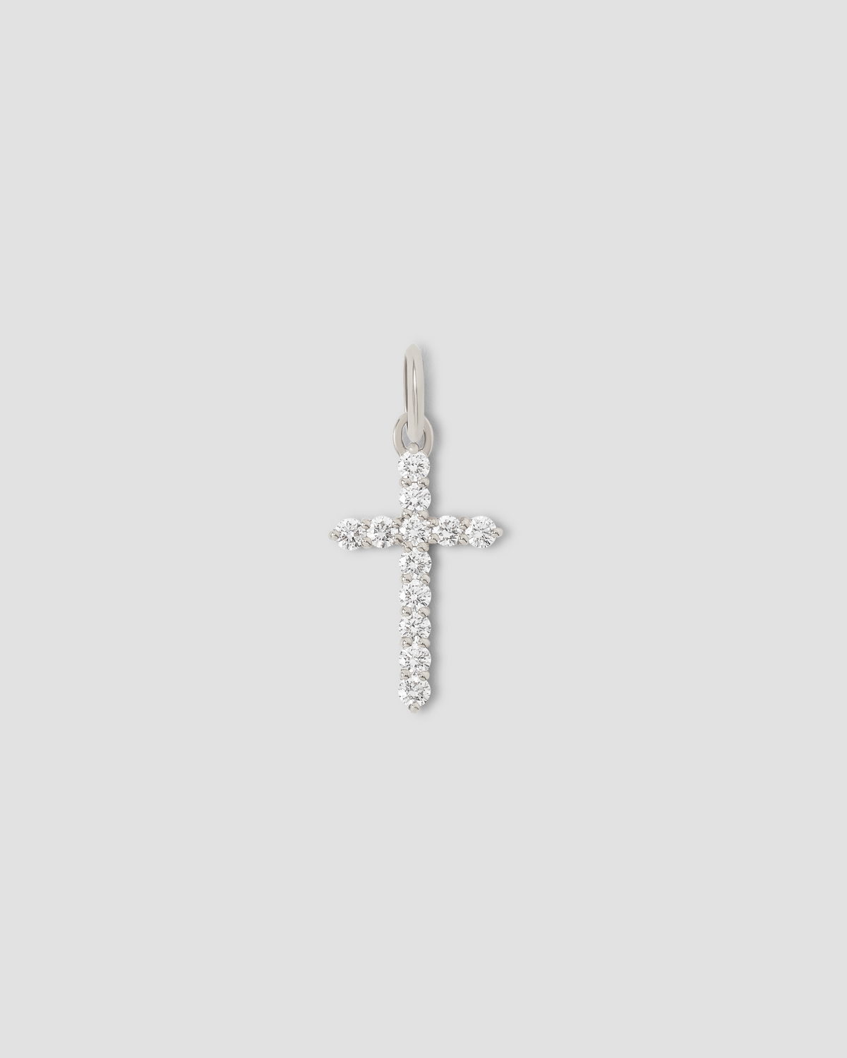 Small Floating Diamond Cross gold charm - close-up detail | diamond cross