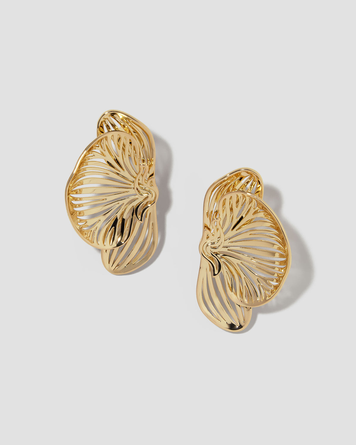 Small Orchid Earrings earring - front view | womens gold earrings