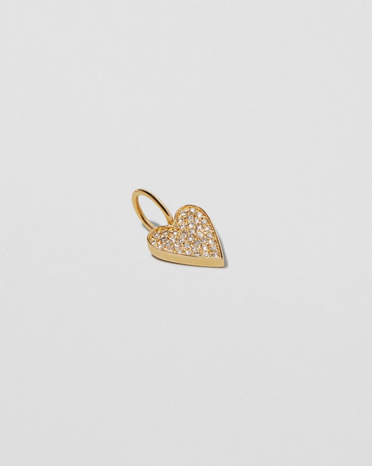 Small Heart in 14K Yellow Gold with Pavé White Diamonds