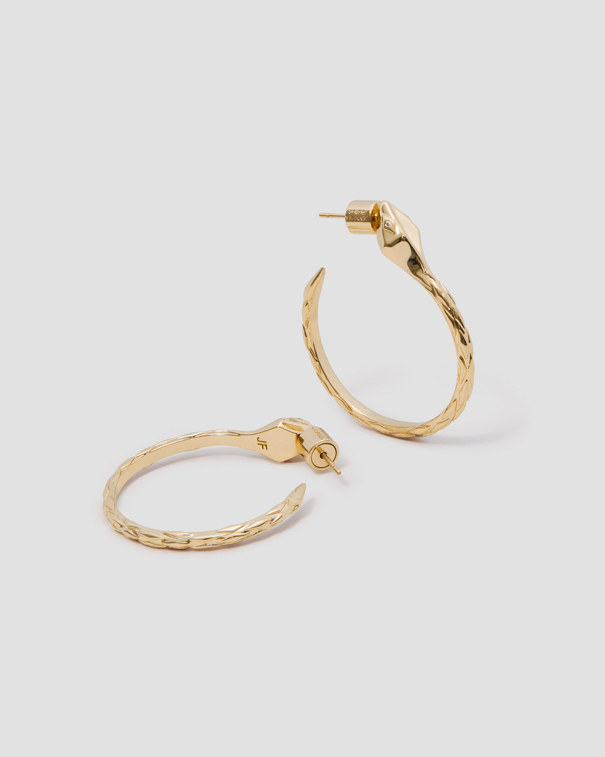 1" Mini Snake Hoops earring - front view | small gold hoop earrings