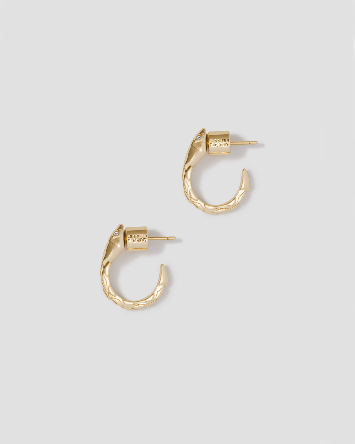 Snake Huggies earring - side view | gold huggie earrings