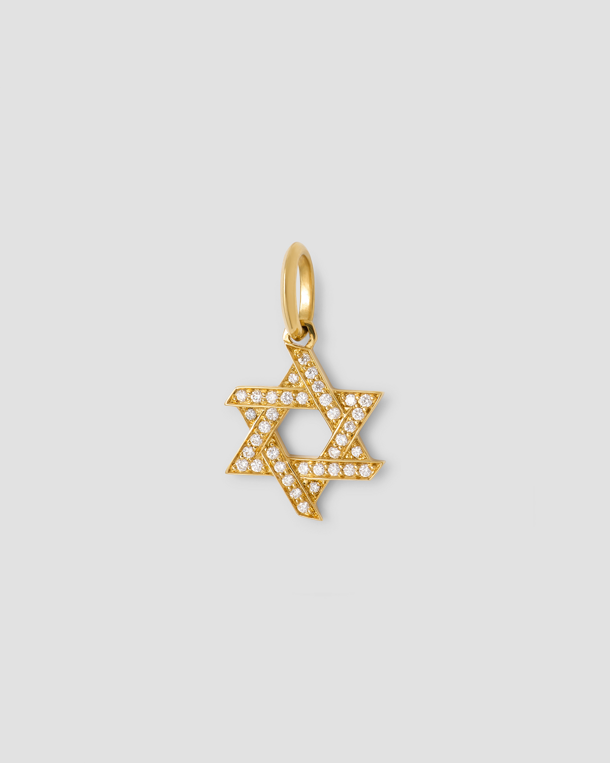 Star of David Charm with Pavé White Diamonds gold charm - front view | necklace with charms