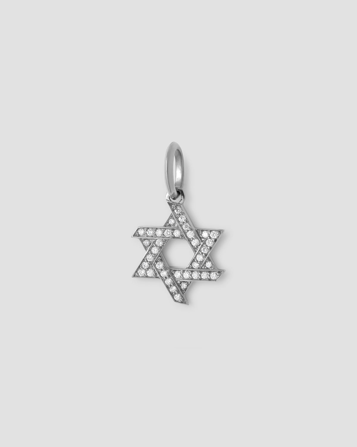 Star of David Charm with Pavé White Diamonds gold charm - close-up detail | necklace with charms