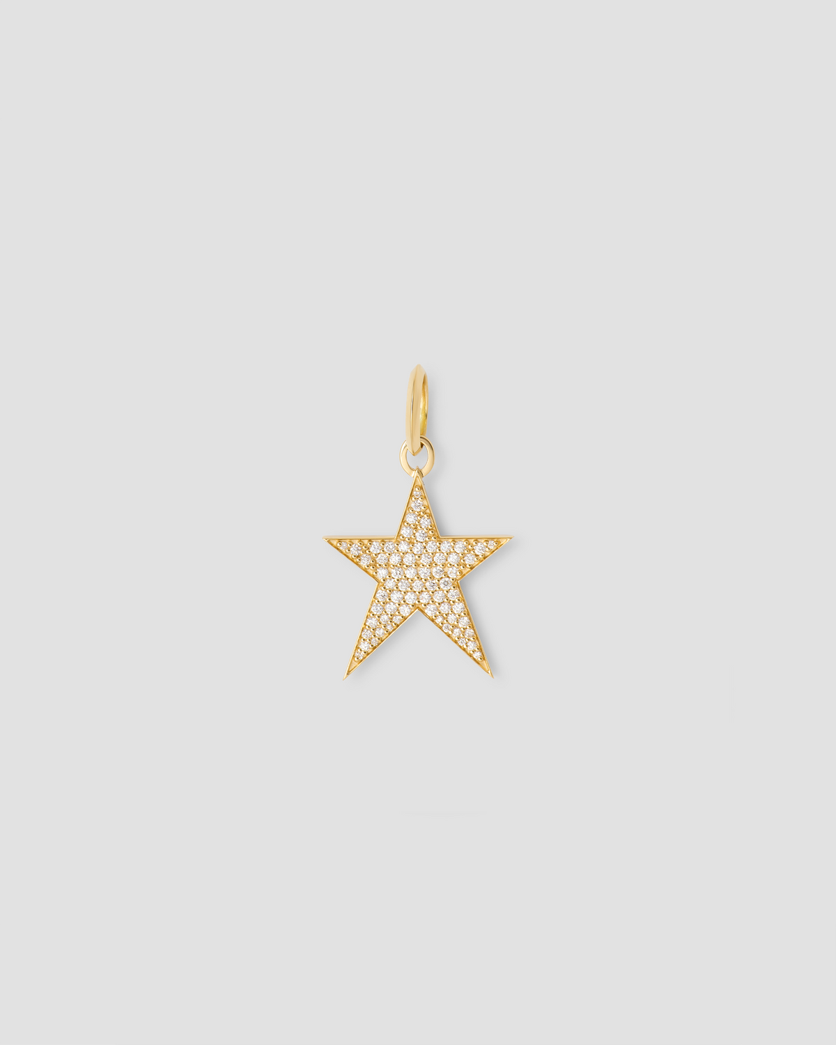 Star Charm with Pavé White Diamonds in 18K Yellow gold charm - front view | necklace with charms