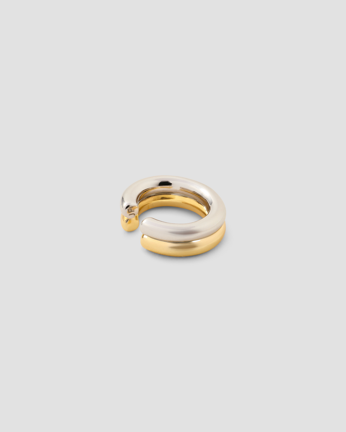 Two Tone Thread Ear Cuff earring - front view | gold threader earrings