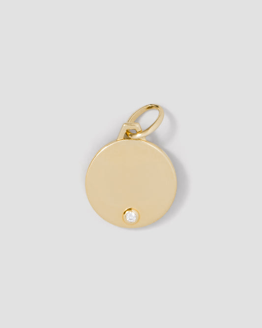 Disc with Diamond in 18K Yellow Gold