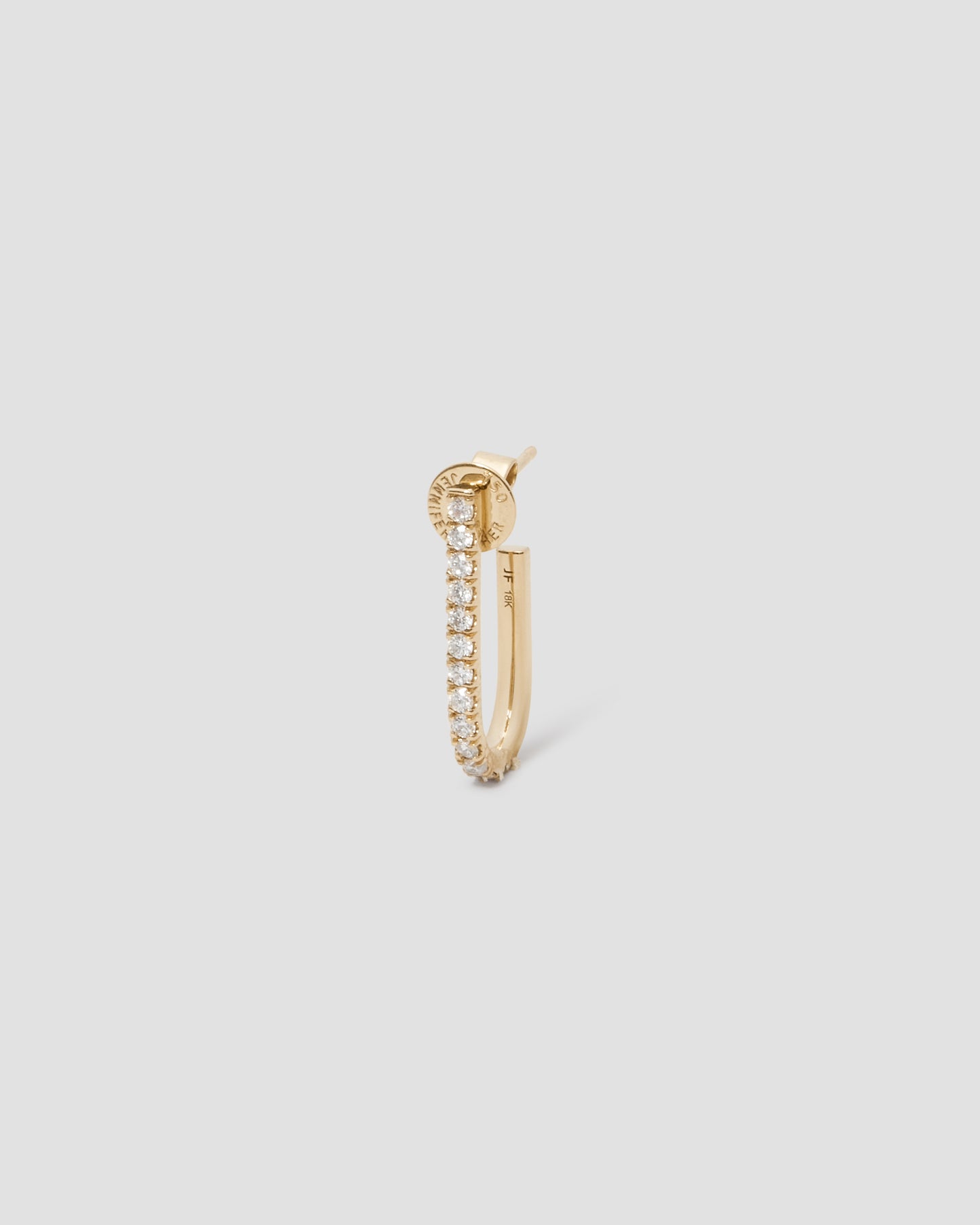 Large Level Earring in 18K Yellow Gold with Pavé White Diamonds