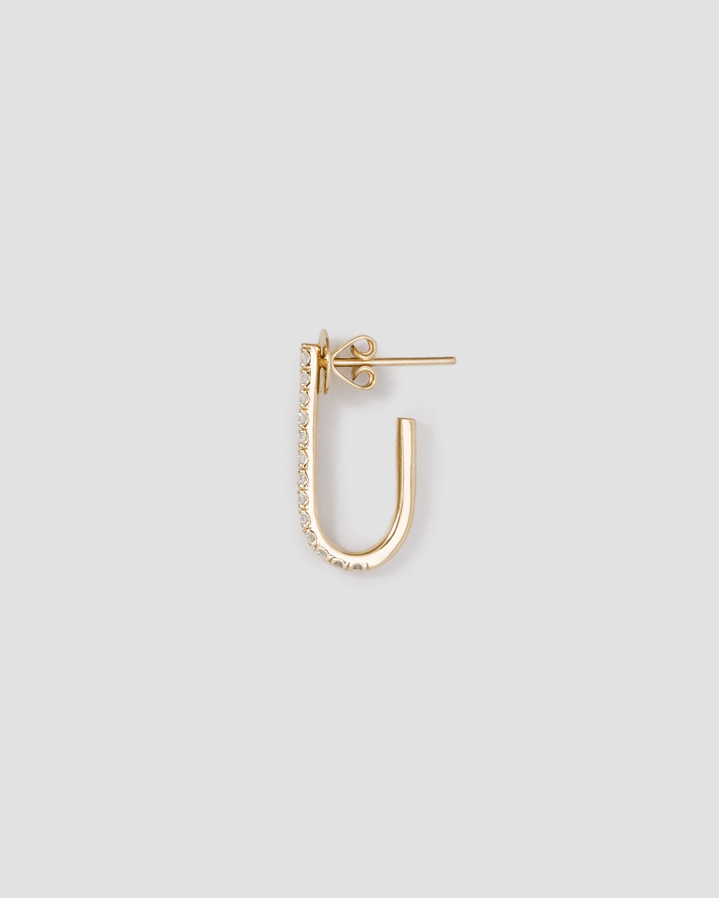 Large Level Earring in 18K Yellow Gold with Pavé White Diamonds