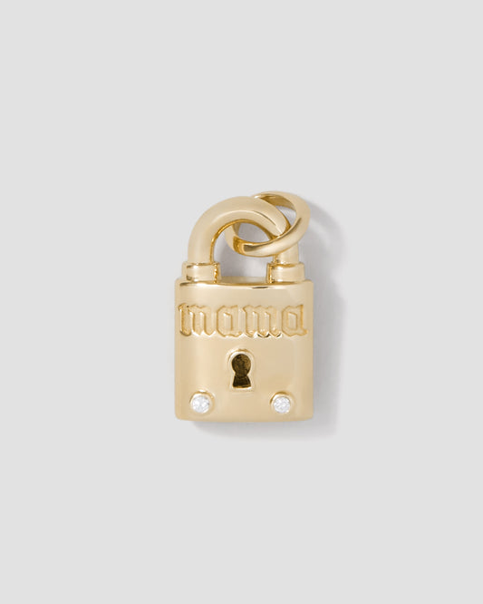 Large Lock with 2 Diamonds in 18K Yellow Gold