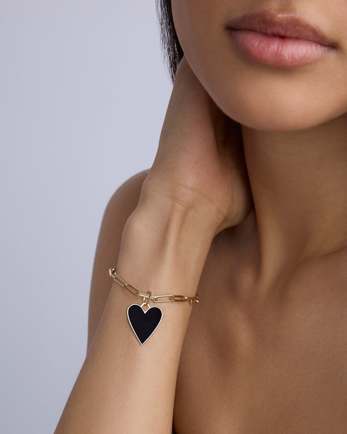 Large Enamel Heart Charm in 18K Yellow Gold gold charm - front view | necklace with charms
