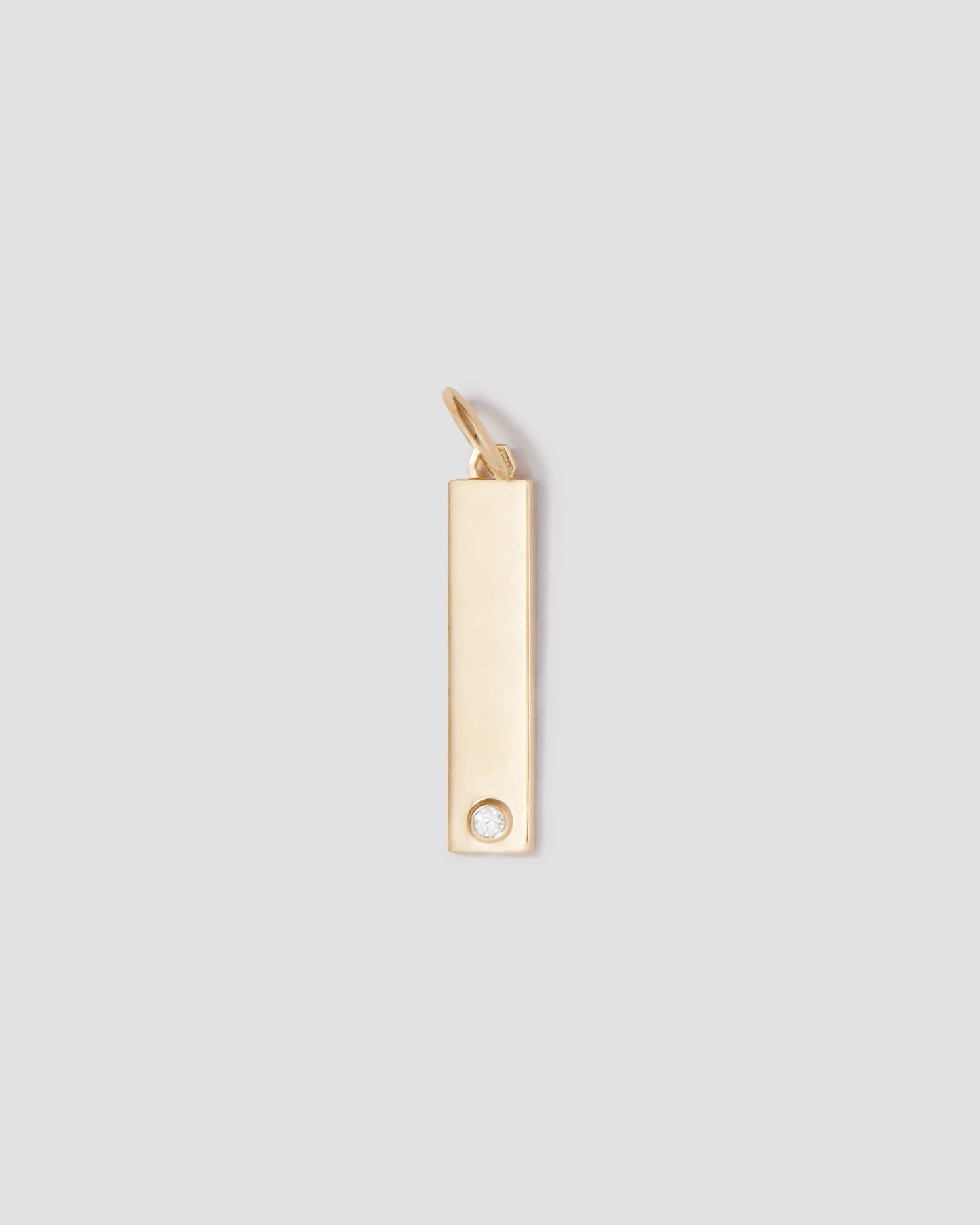 Narrow Classic Diamond Dog Tag in 18K Yellow Gold
