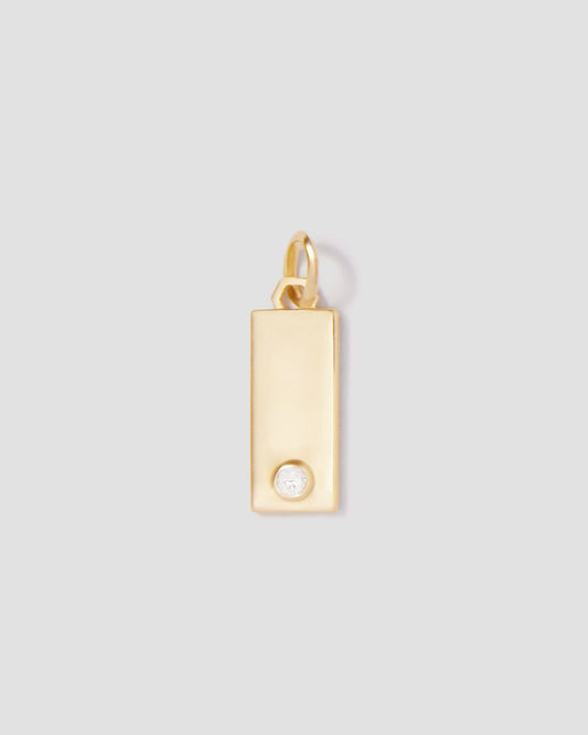 Mini Dog Tag with Diamond 18K Yellow Gold