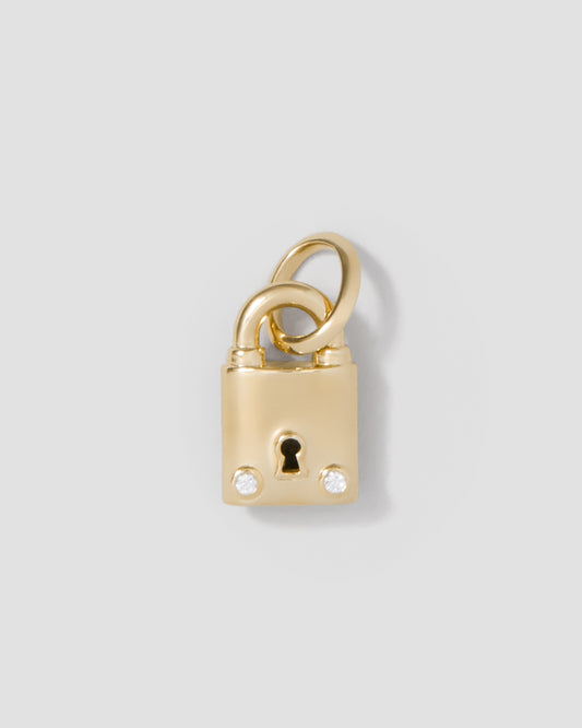 Small Lock with 2 Diamonds in 18K Yellow Gold