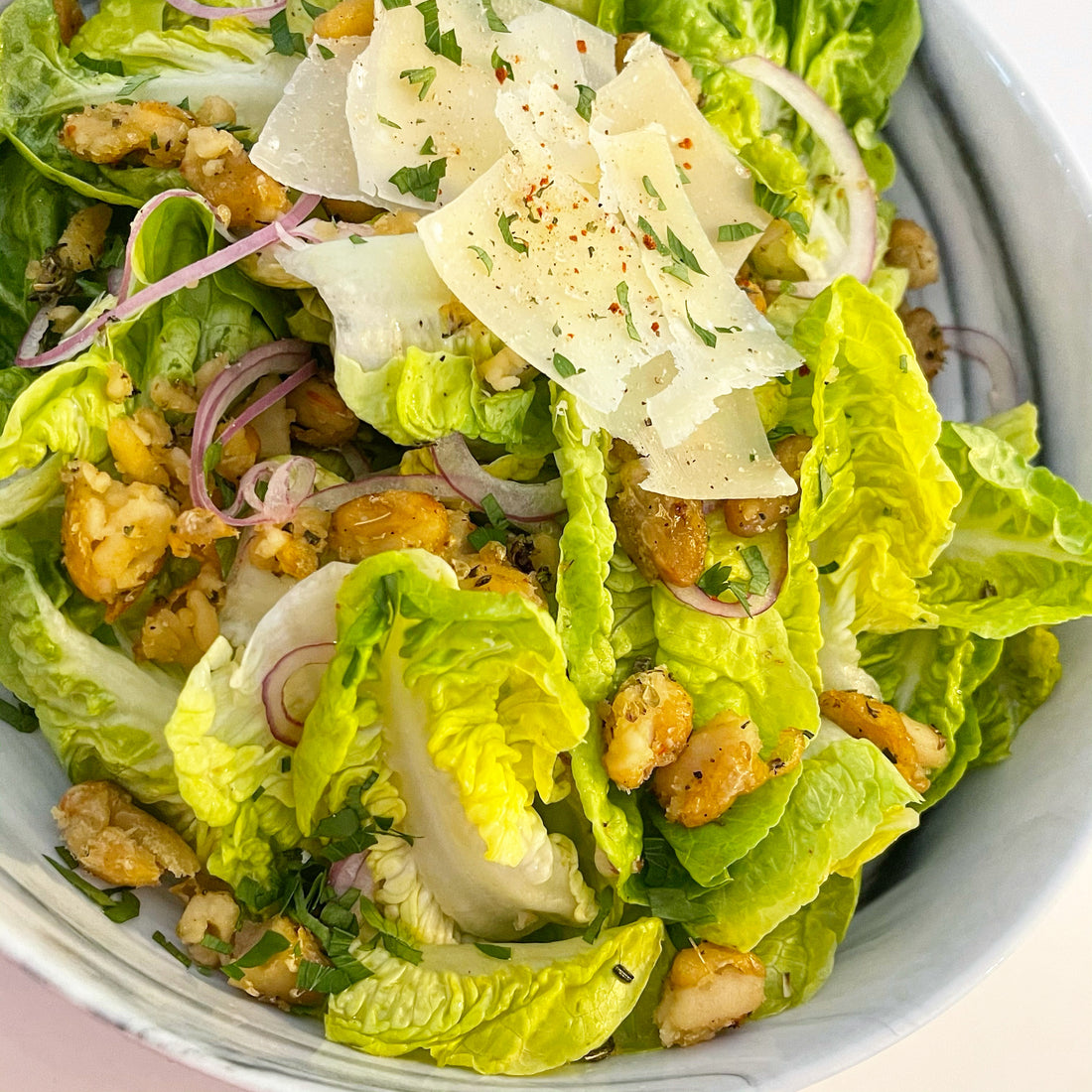 LITTLE GEM SALAD WITH ROASTED WHITE BEANS