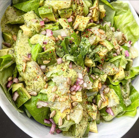 AVOCADO GRAPEFRUIT BUTTER LETTUCE SALAD WITH LIME CILANTRO VINAIGRETTE