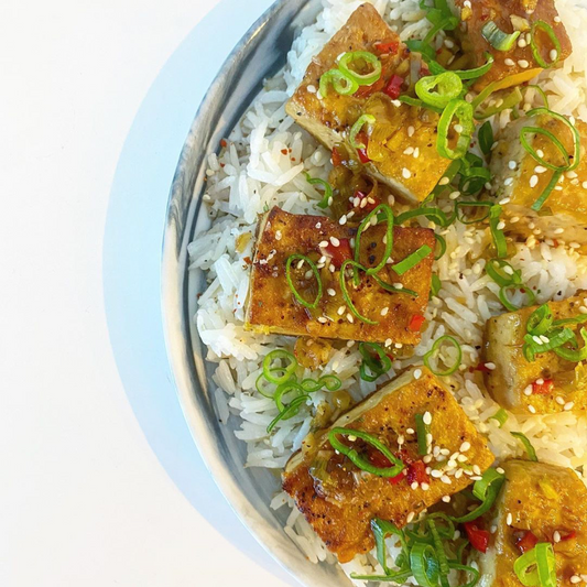 BRAISED TOFU WITH GARLIC RICE