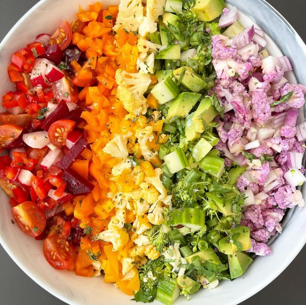 RAW CHOPPED RAINBOW SALAD WITH LEMON THYME VINAIGRETTE