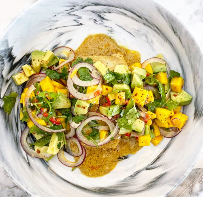 Curry Fish With Mango Avocado Salsa