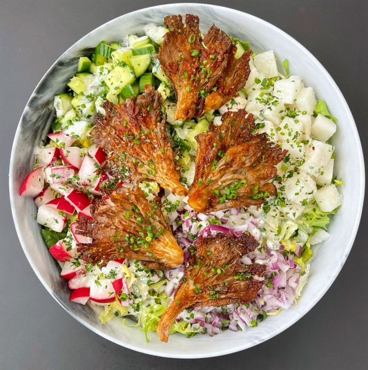 "Tastes Like Chicken" Mushroom Salad With JF Vegan Ranch