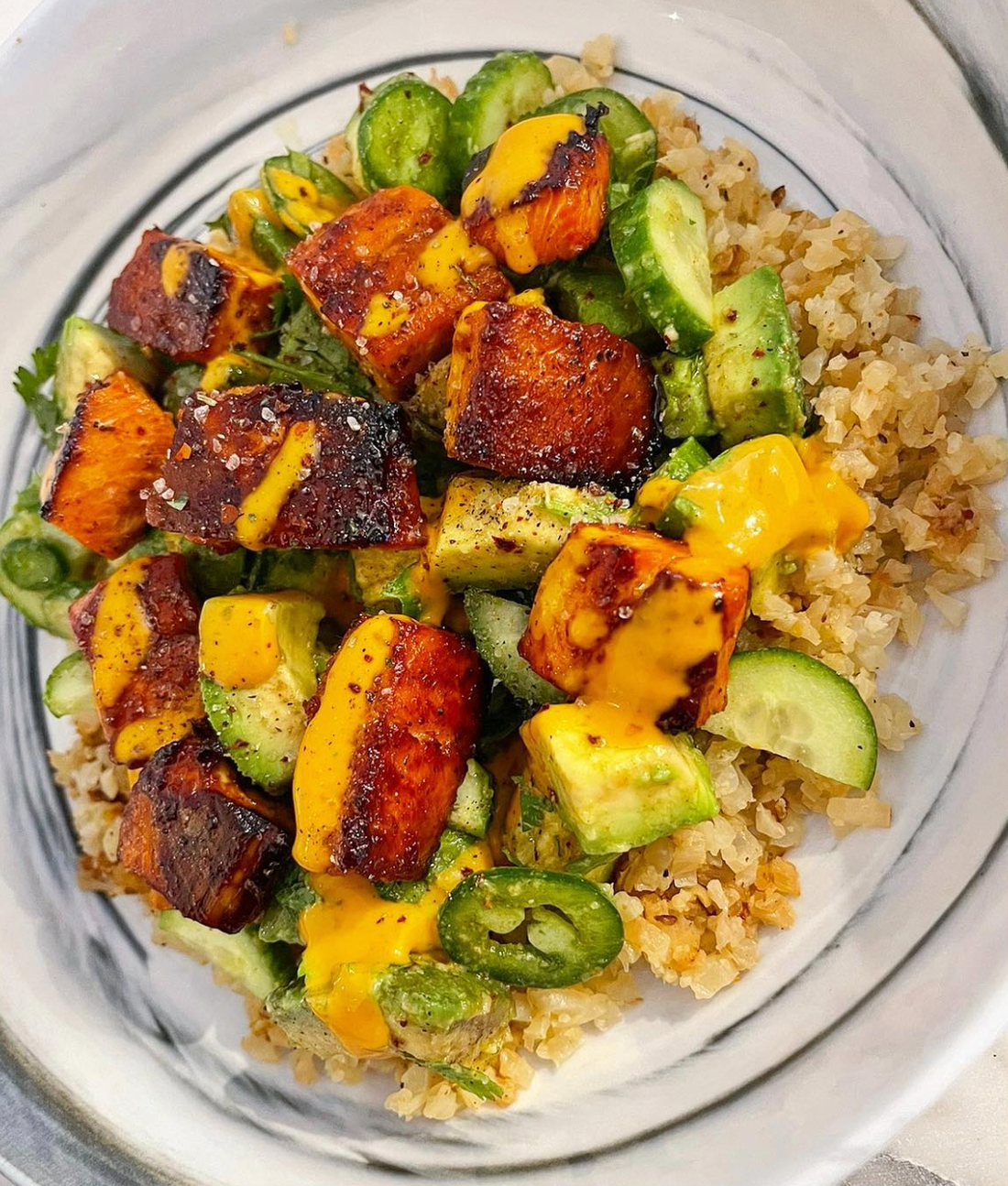 Sweet and Spicy Salmon Nugget Bowl