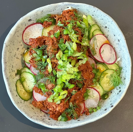 Chorizo Tuna Cucumber Radish Salad