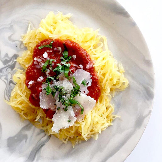 ROASTED SPAGHETTI SQUASH WITH FRESH ARRABBIATA SAUCE