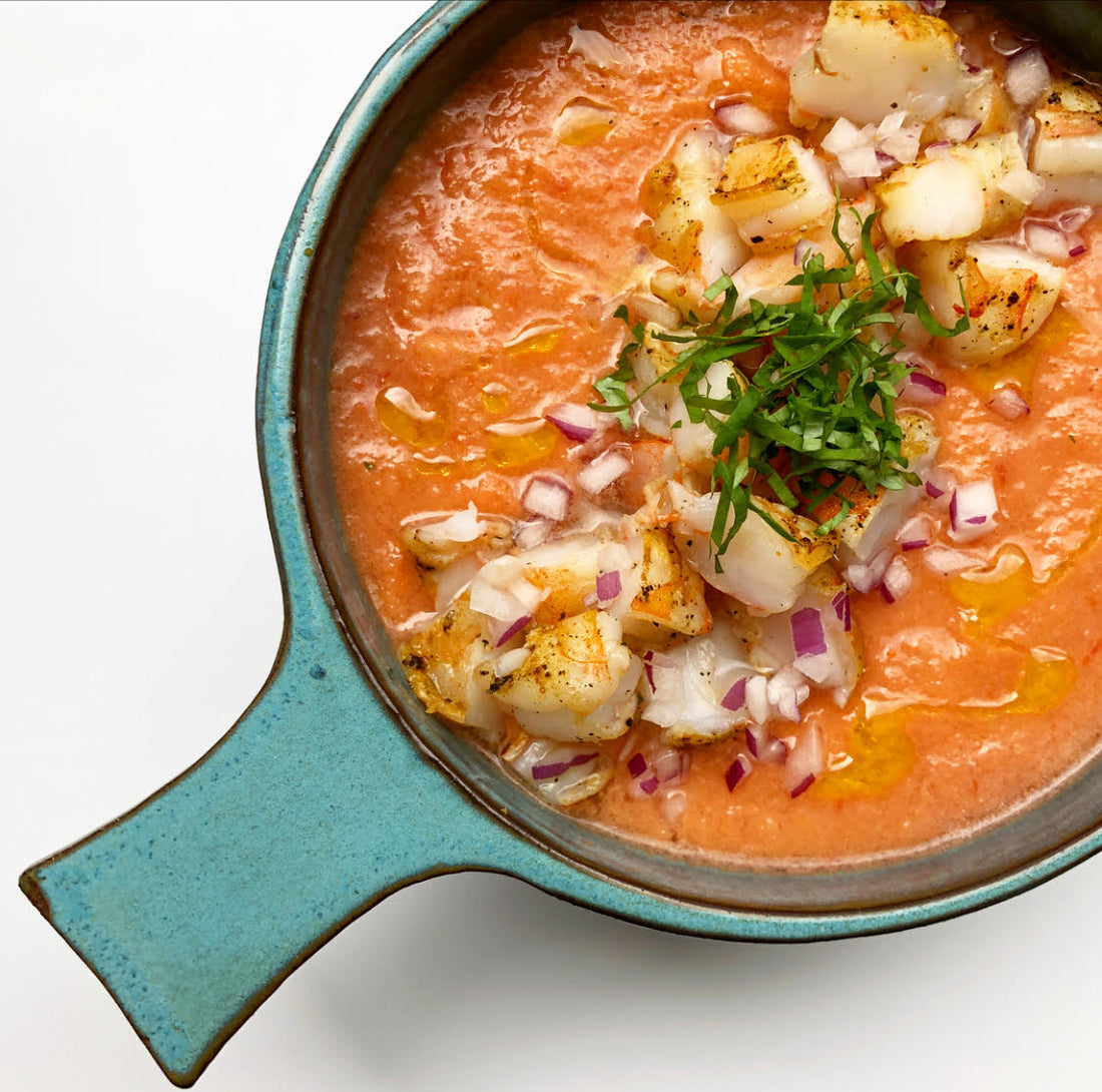 GAZPACHO WITH CURRY SHRIMP