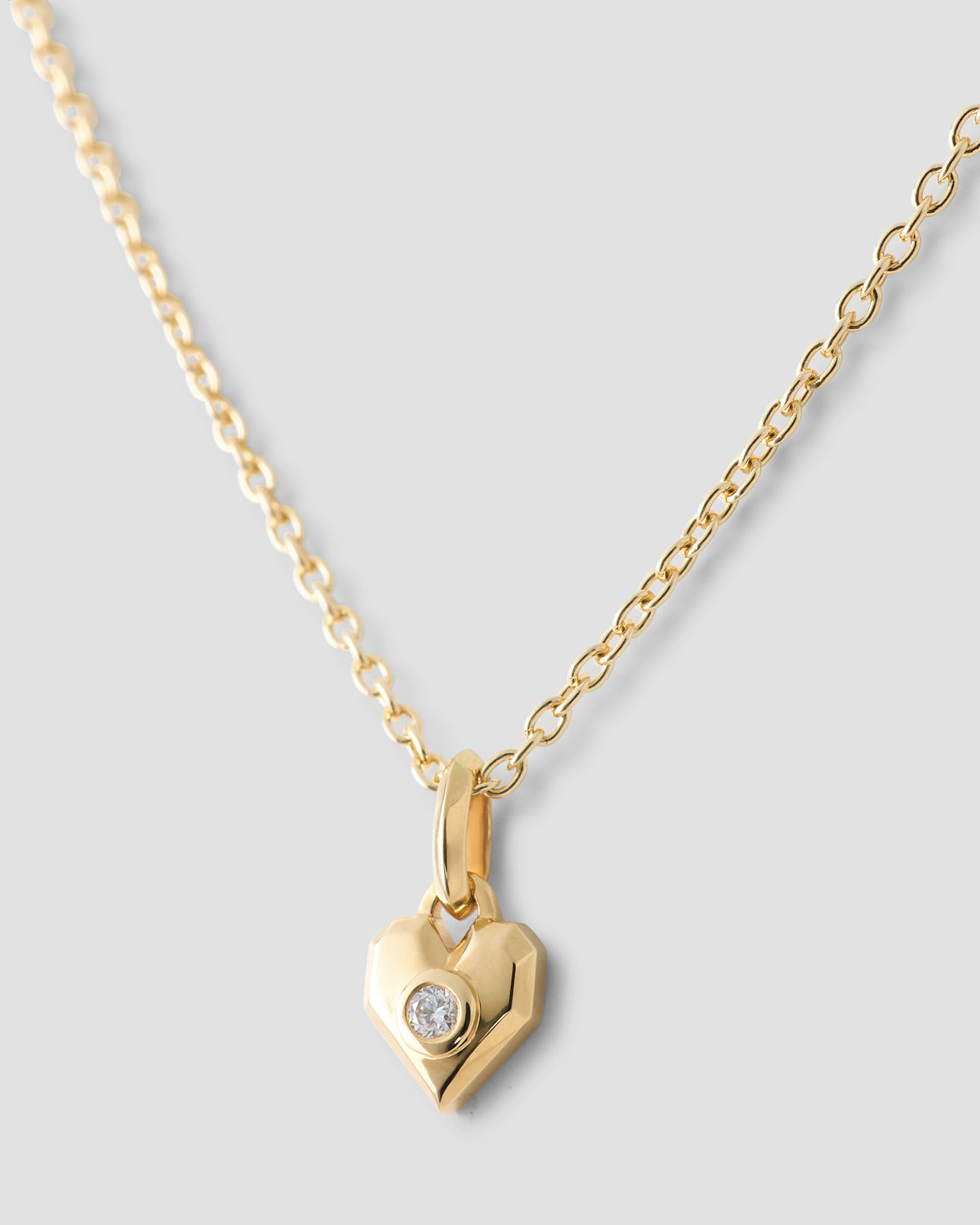 Heart Necklace gold charm - front view | necklace with charms