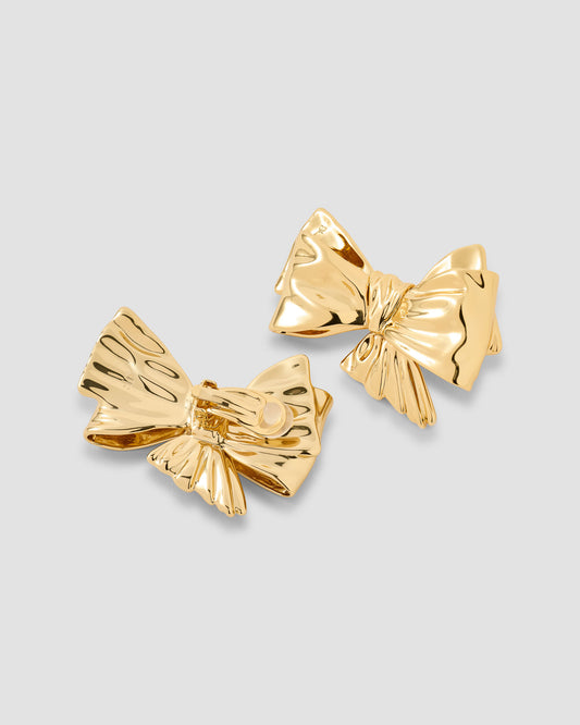 Bow Earring - front view | 18k gold earrings