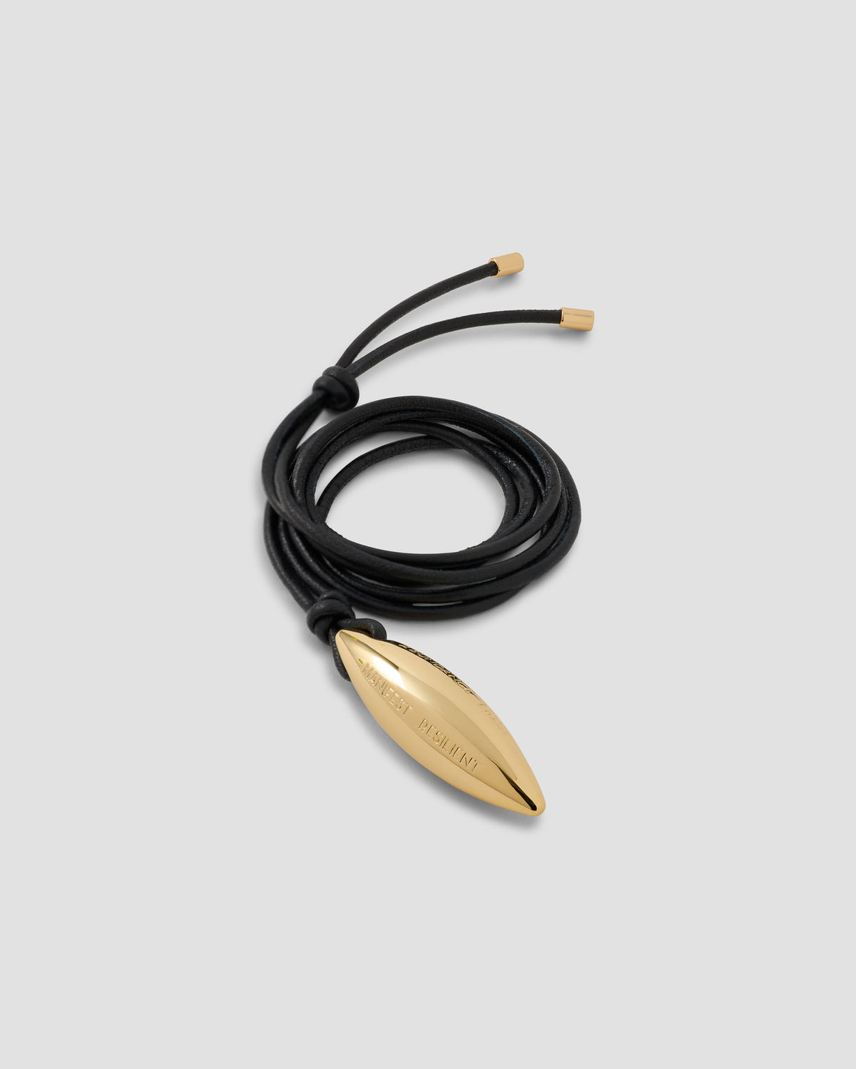 Gabrielle Manifest Leather Cord Necklace gold necklace - alternate angle | womens necklaces