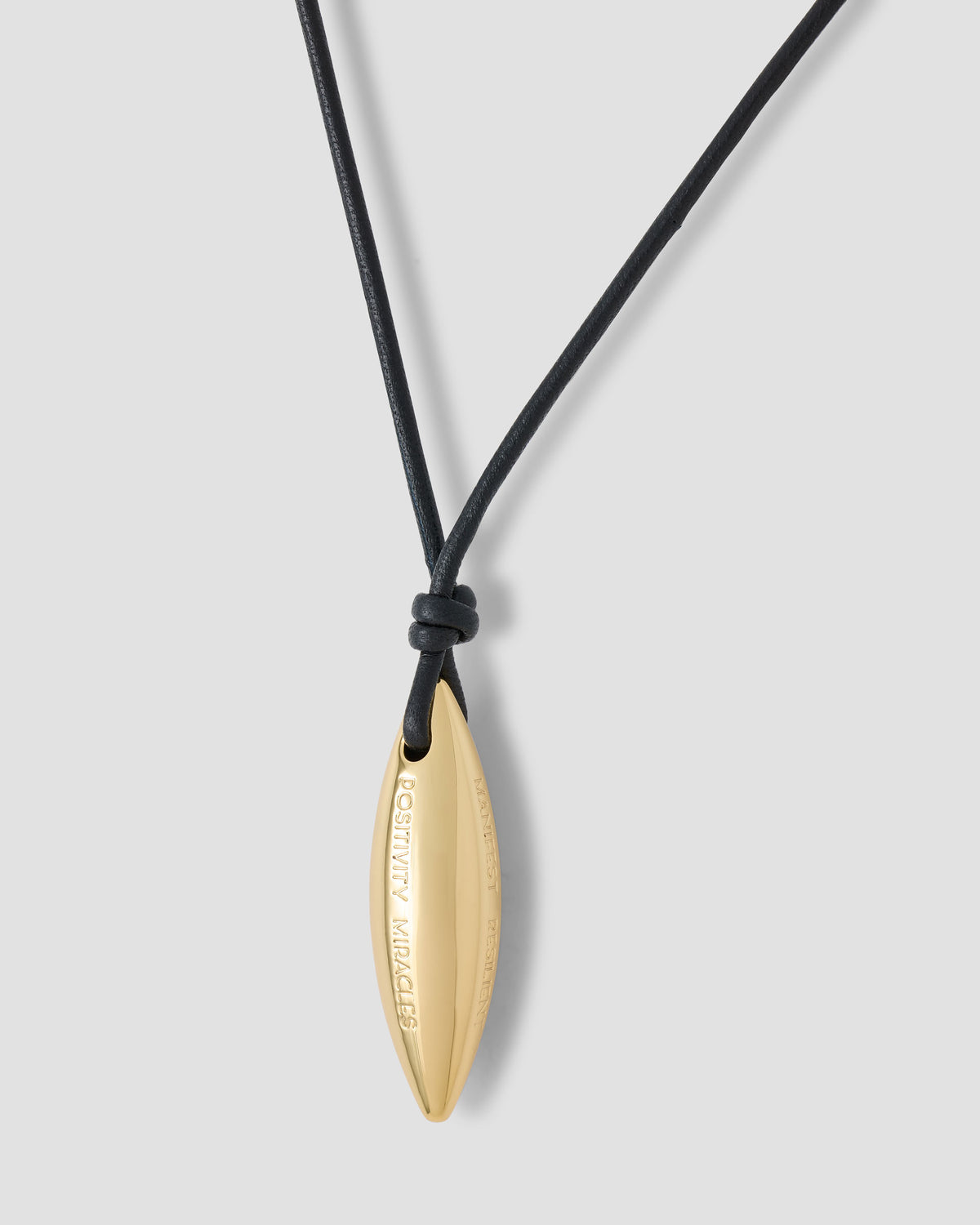 Gabrielle Manifest Leather Cord Necklace gold necklace - styled on model | womens necklaces