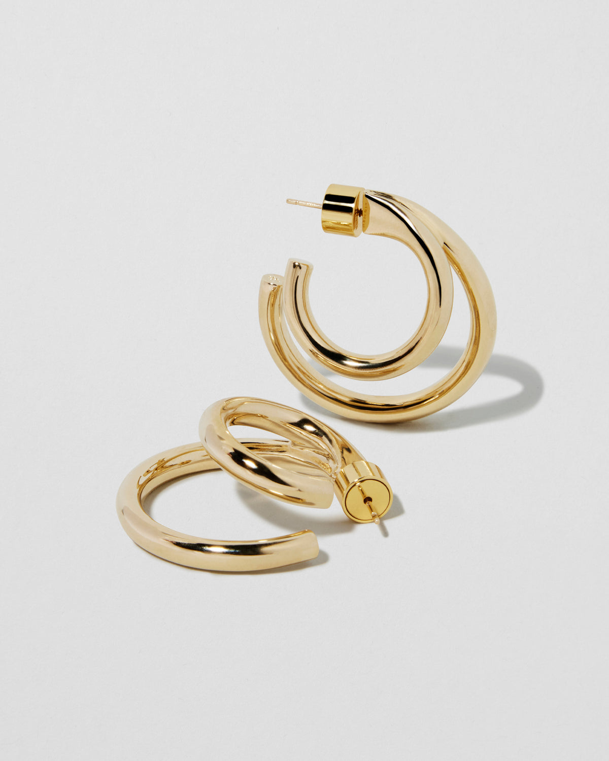 1" Double Lilly Mini Hoops earring - side view | small 14k gold hoop earrings
