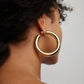  Jennifer Fisher - 1.5'' Jamma Baby Hoops on model - Yellow Gold