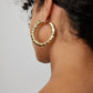  Jennifer Fisher - 1.5'' Maeve Baby Hoops on model - Yellow Gold