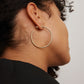  Jennifer Fisher - 1.5'' Thread Baby Hoops on model - Yellow Gold