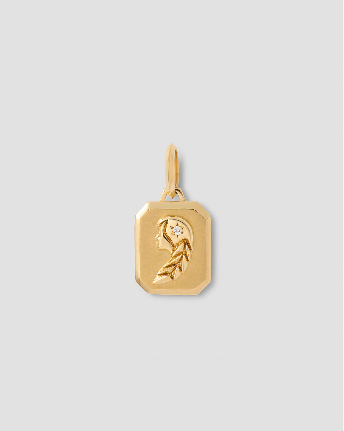 Zodiac Charm with Diamond in 18K Yellow gold charm - alternate angle | custom charm necklace