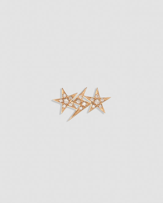 Single Star and Bolt Trio Earring with Pavé White Diamonds