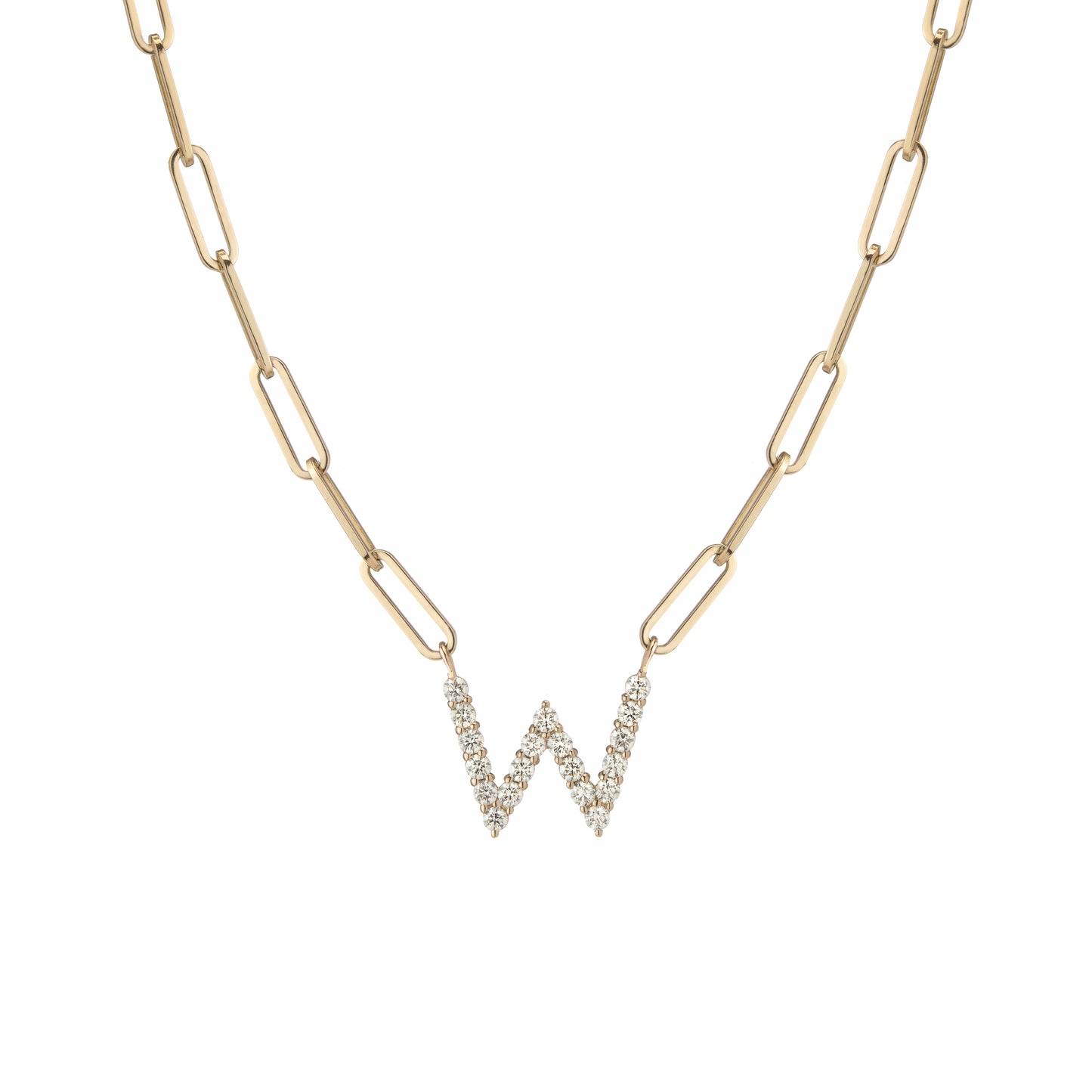 Floating Diamond Minimal Block Letter Pendant - 18K Yellow Gold