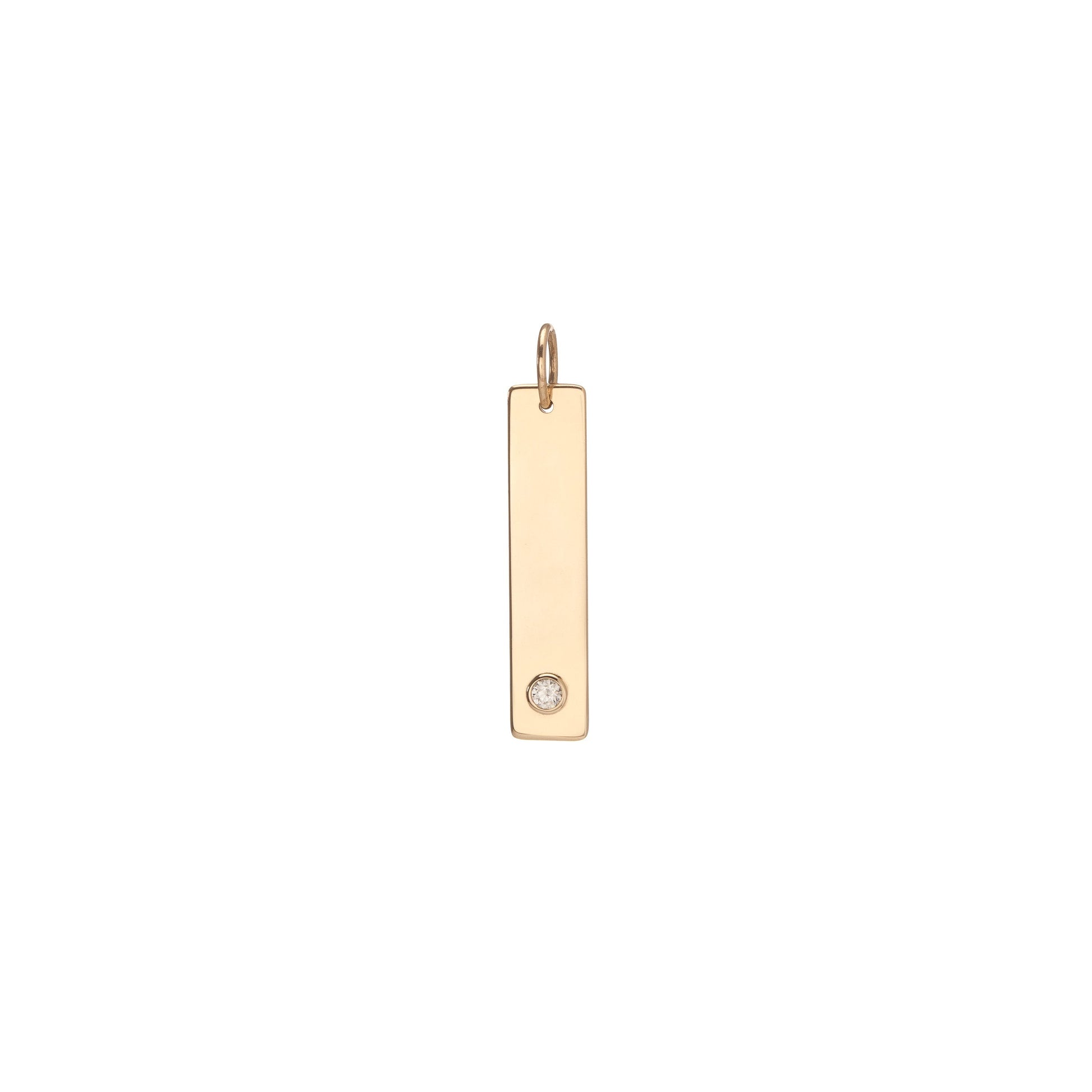 Jennifer Fisher - Medium Tall Dog Tag with Diamond - Yellow Gold