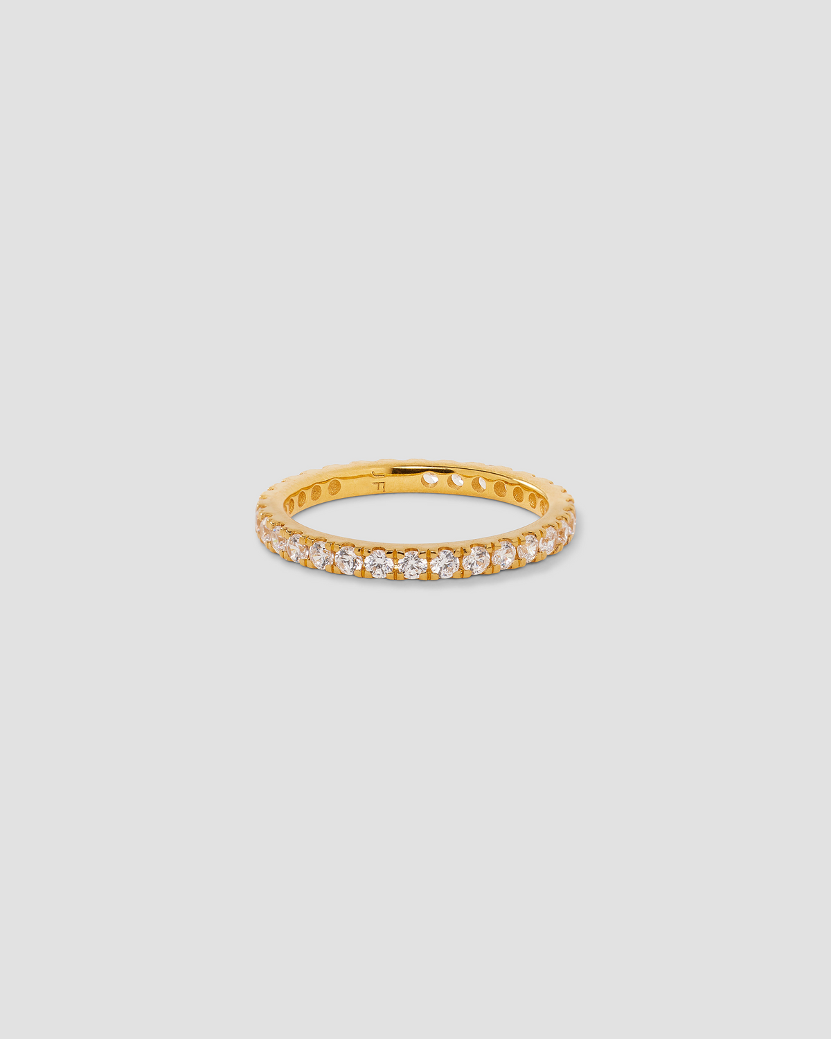 Lab Diamond Round Cut Eternity Band gold ring - front view | lab grown diamond jewelry