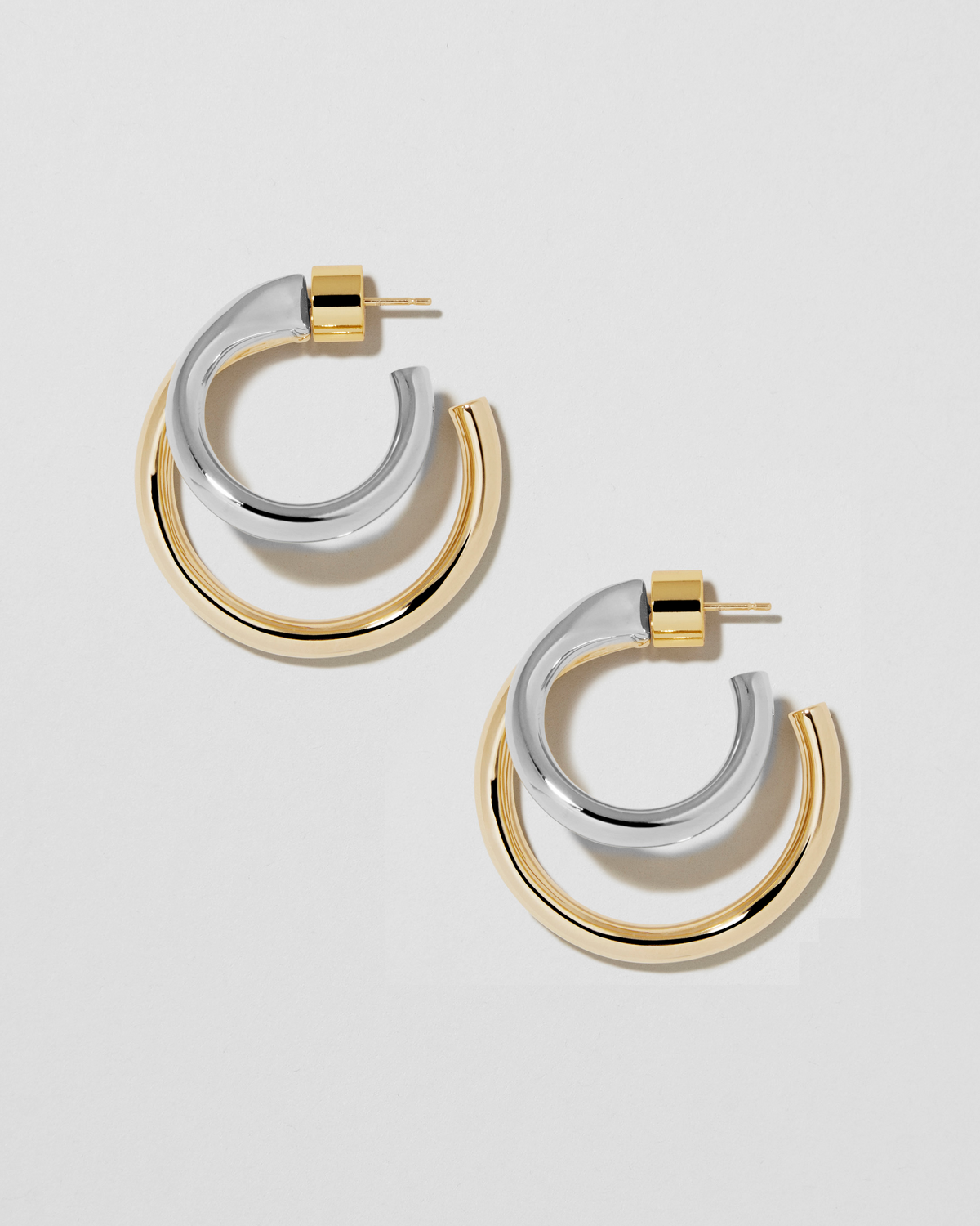 1" Double Lilly Mini Hoops earring - close-up detail | small 14k gold hoop earrings