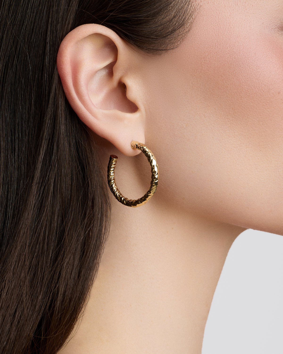 1" Hailey Mini Hoops earring - front view | small gold hoop earrings