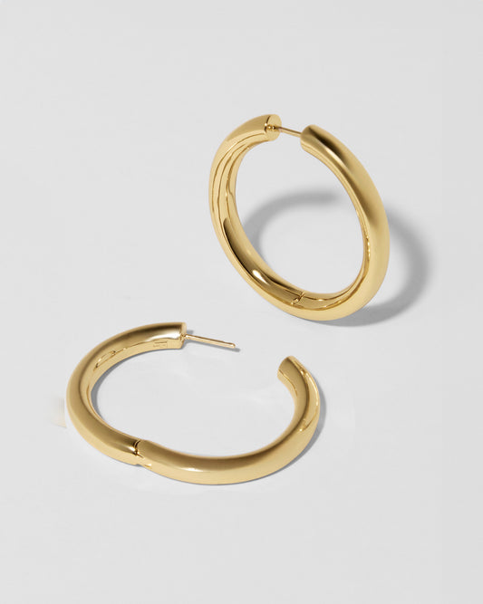 1" Lilly Hinged Mini Hoops earring - front view | gold small hoop earrings