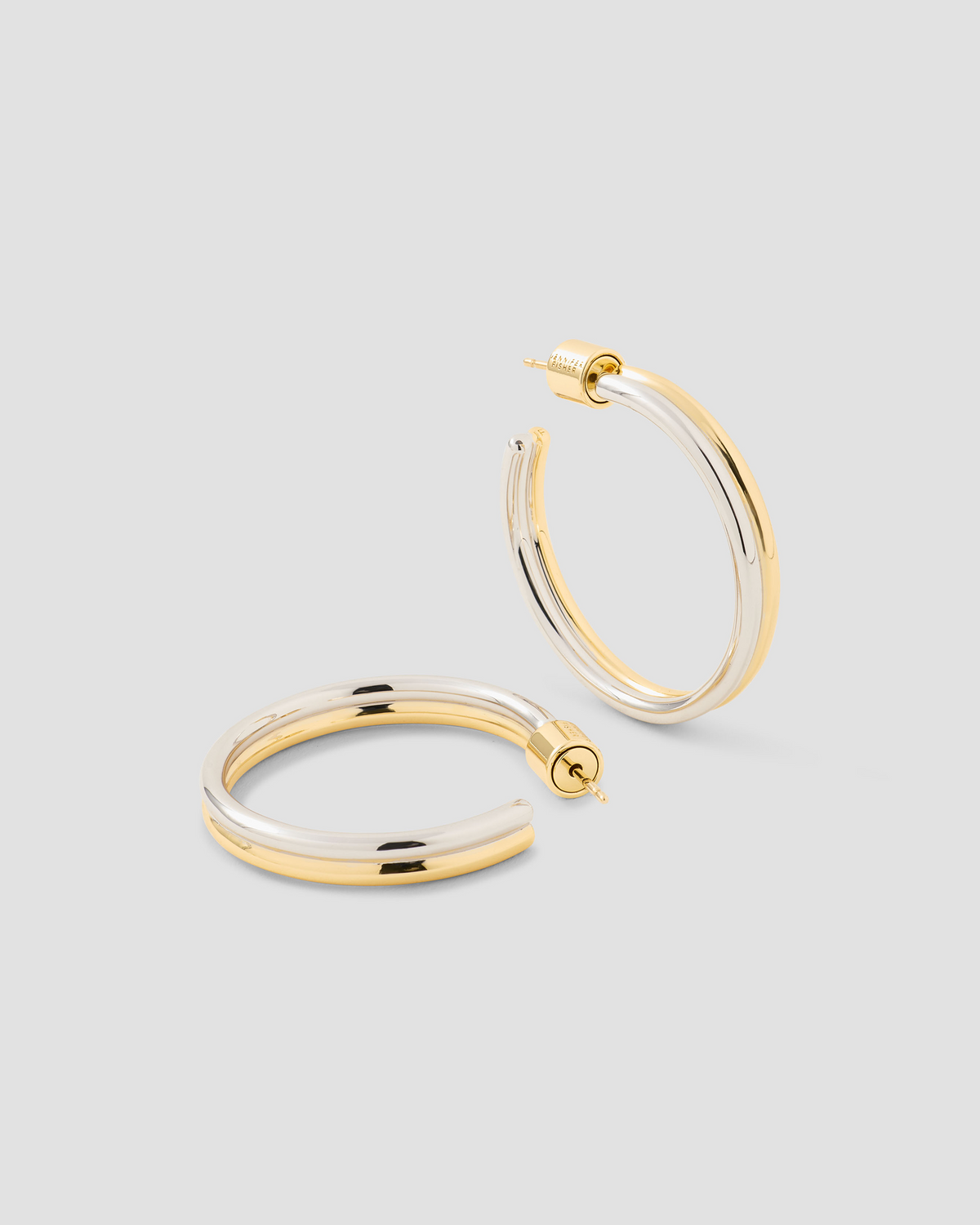 1" Two Tone Thread Mini Hoops earring - styled on model | small gold hoop earrings