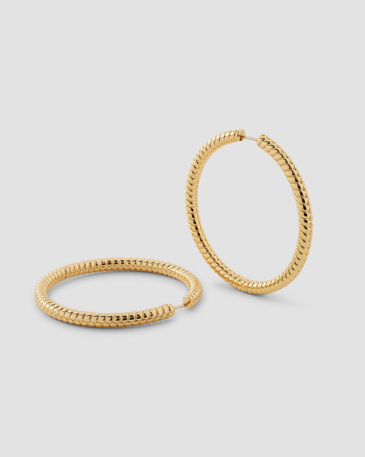 1.5" Madison Ave Baby Hoops earring - styled on model | gold hoop earrings for women