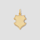 Personalized Wave Shield with Pave White Diamonds in 18K Yellow Gold