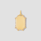 Personalized Emerald Shield with Pave White Diamonds in 18K Yellow Gold