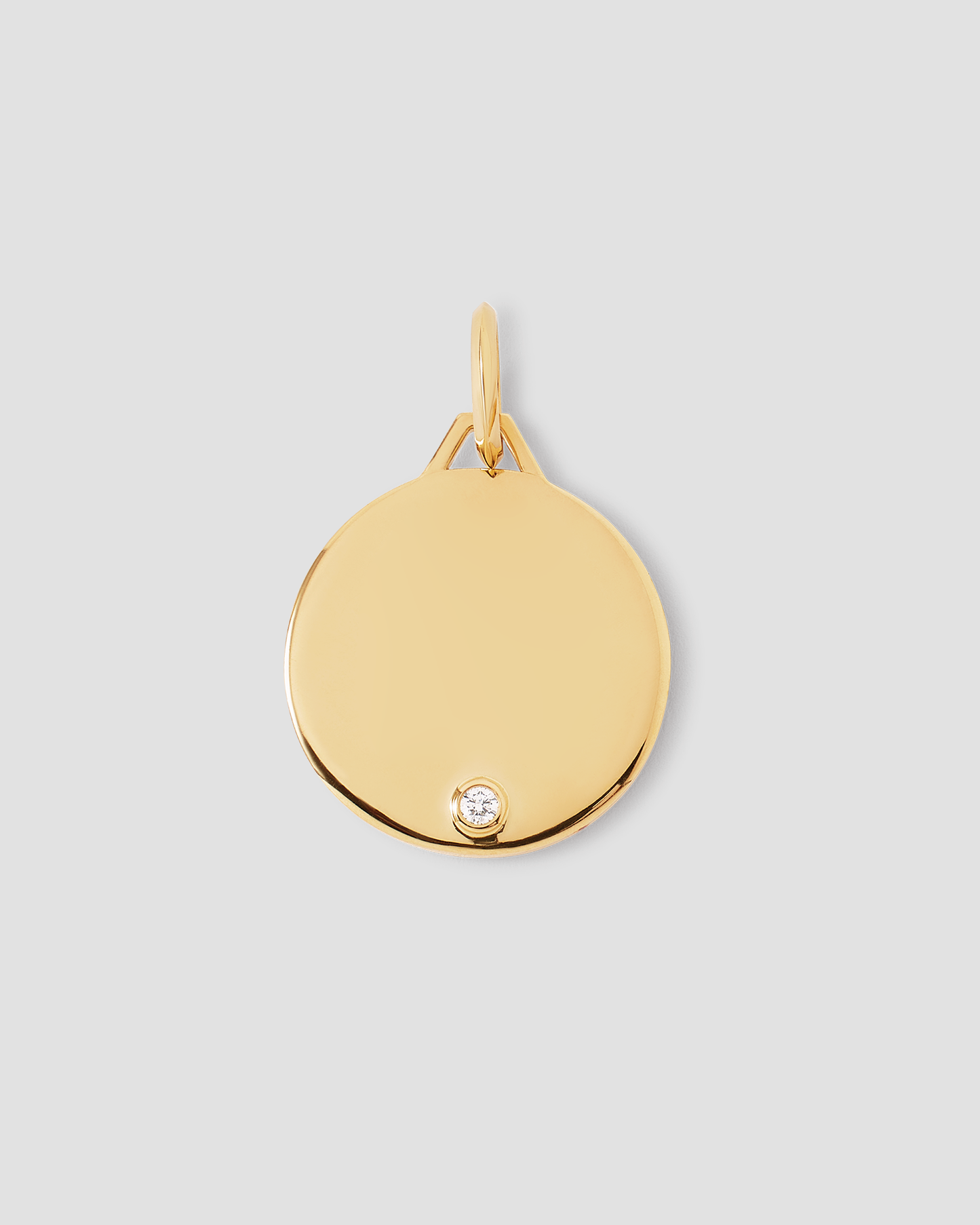Personalized Circle Charm with Diamond in 18K Yellow Gold
