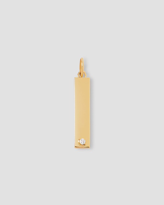 Narrow Classic Diamond Dog Tag in 18K Yellow Gold
